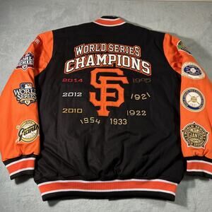 G-III SPORTS SF Giants World Series Varsity Jacket Large Patches Carl Banks